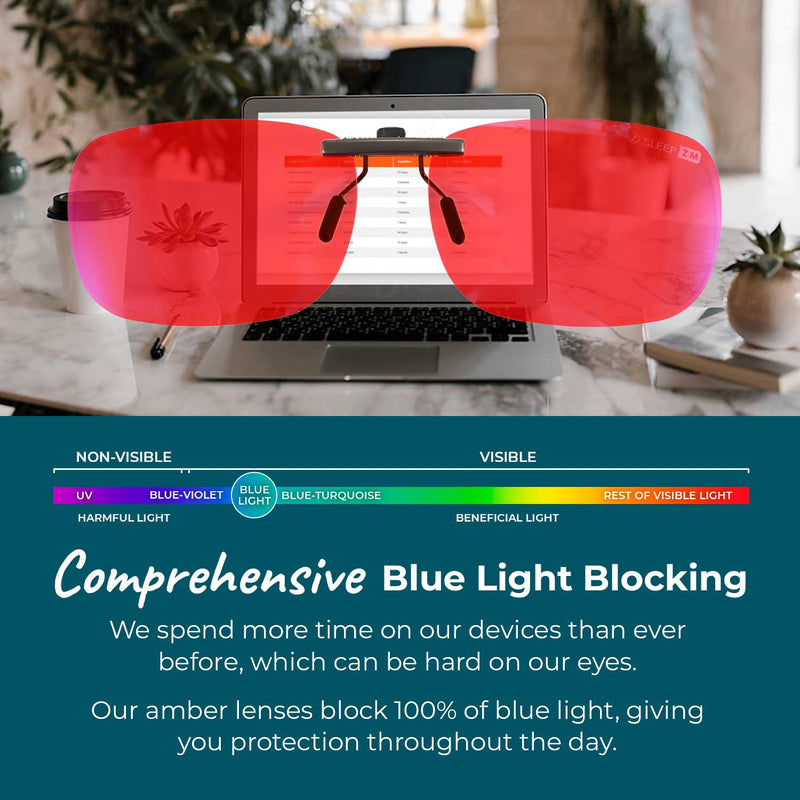 100% Blue Light Blocking Glasses - Women + Men - Better Sleep - Anti Eye Strain Protection - Computer Screens Gaming E2 Clip on Night-timeMax Red
