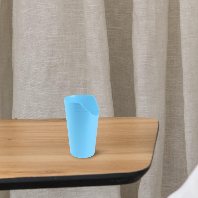 FRCOLOR Elderly Care Feeding Cup - Bedridden Patient Drinking Cup with Tilted Design, 237Ml Capacity, Food-Grade Plastic, Blue