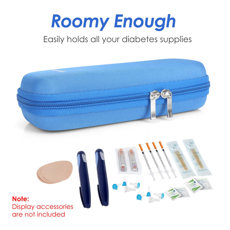 [Australia] - YOUSHARES Insulin Cooler Bag - Portable TSA Eva Case for Insulin Pen, Epipen, Insulin and Other Diabetes Accessories - Mini Medication Cooler Box for Travel, Small Insulated Bag with 2 Ice Packs (Blue) H1-Blue 