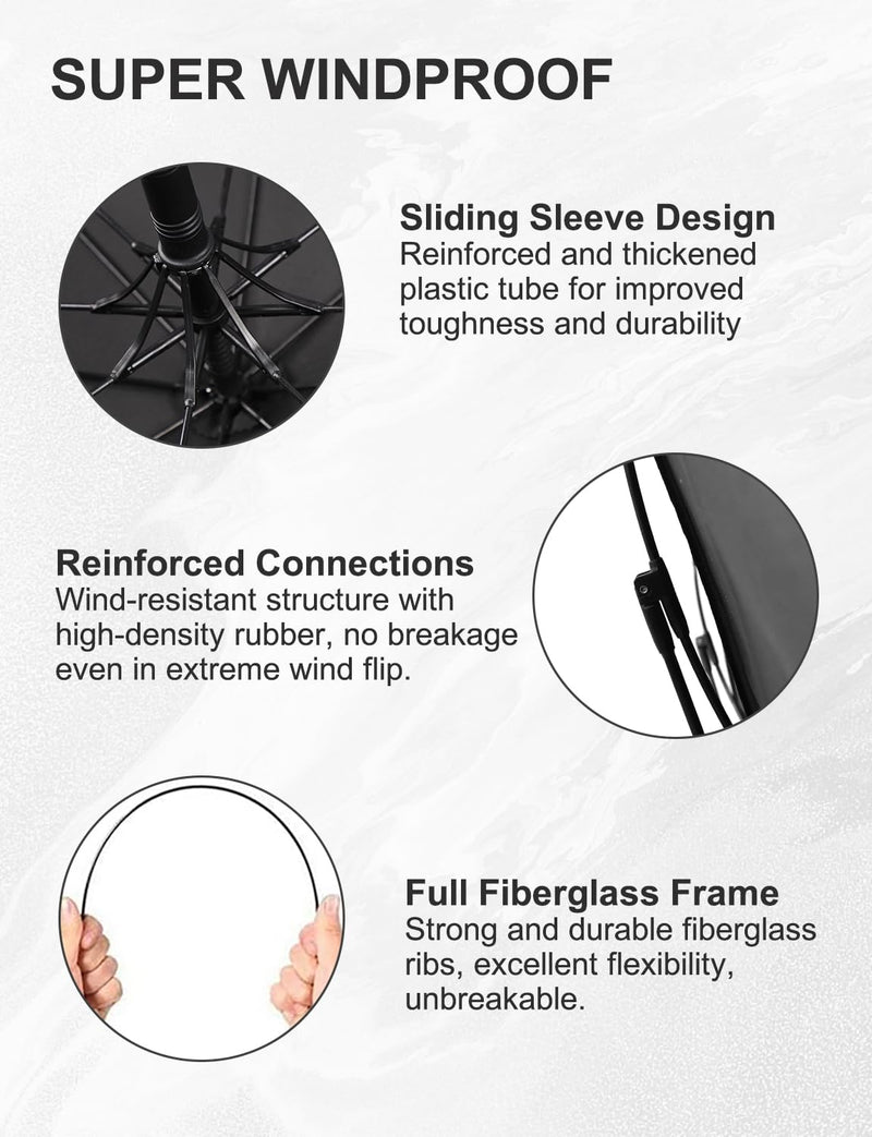 Large Stick Umbrella Windproof Automatic Open 50 Inch Umbrella with Hook Handle,Over Sized J Handle Umbrellas for Men and Women,Windproof Unbreakable Stick Rain Golf Umbrella Sora