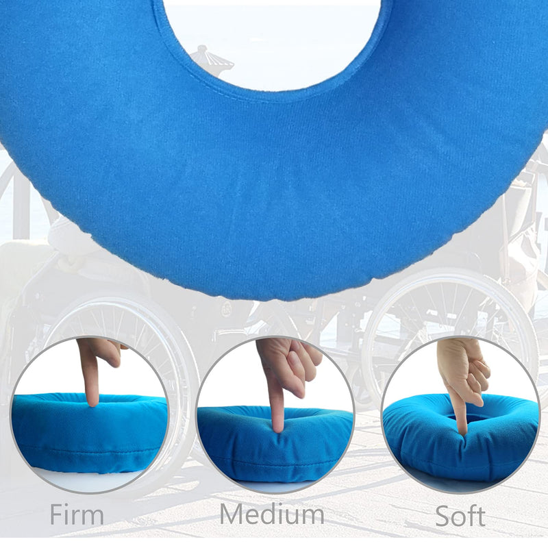 [Australia] - Donut Pillow, Inflatable Donut Cushion for Tailbone Pain,Hemorrhoid Seat Cushion (15" Light Blue, Air Pump Included) 