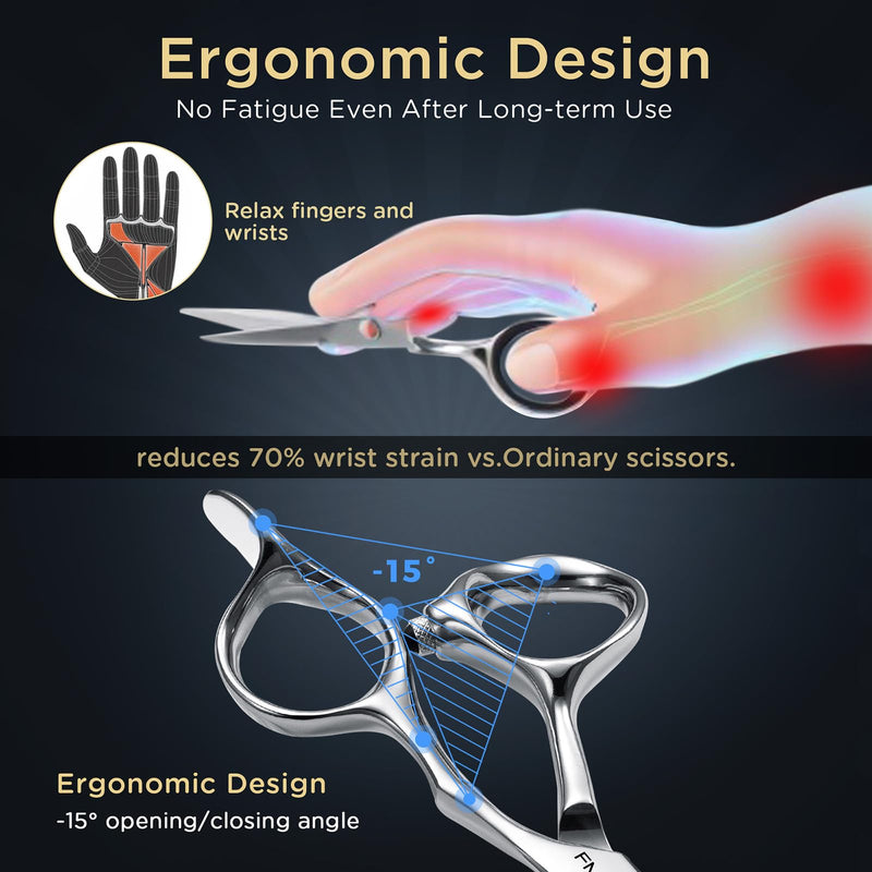 6" Hair Cutting Scissors Professional Barber Scissors, Hair Cutting Shears with 440C Steel - 60HRC Hardness Extremely Sharp with Ergonomic for Salon & Home Use (6'' Professional Hair Shears) 6'' Professional Hair Shears