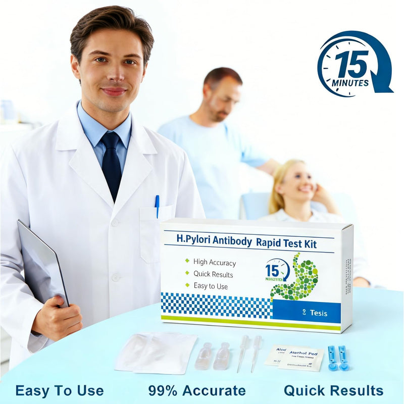 H Pylori Test Kit, 2 PCS H Pylori Self Test for Home Use, 99.9% High Accuracy, Easy to Use, Fast Results in 10-15 Minutes