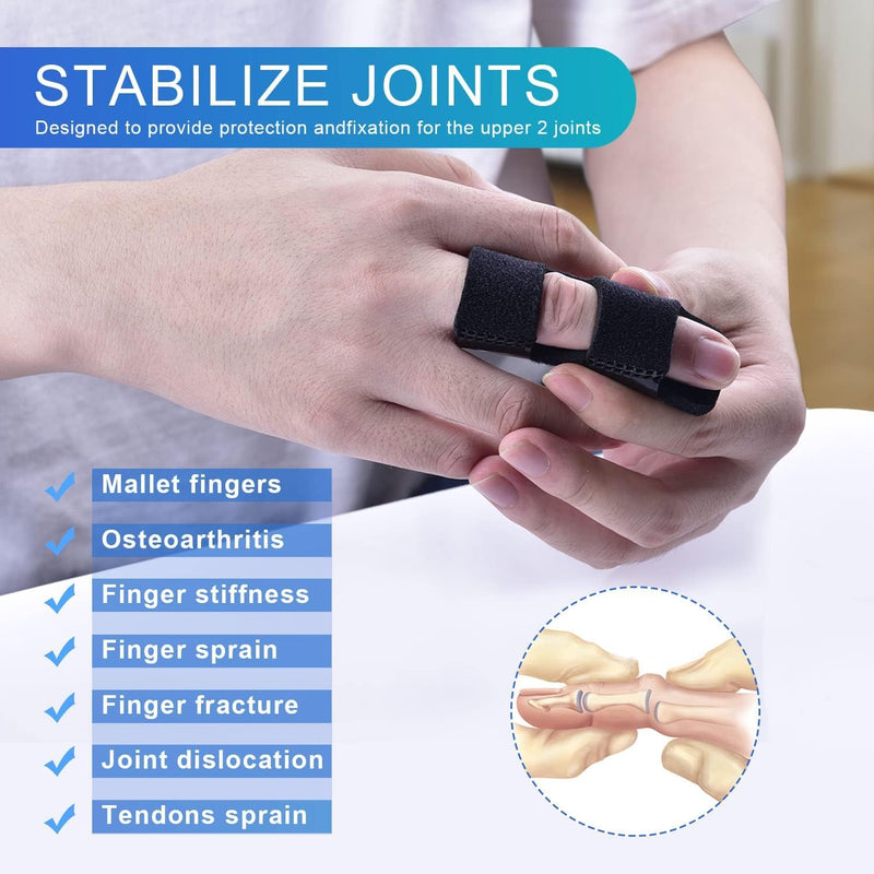 [Australia] - Finger Splints, 2pcs Finger Support Brace Finger Stabilizer for Broken Fingers Straightening Arthritis Knuckle Immobilization 