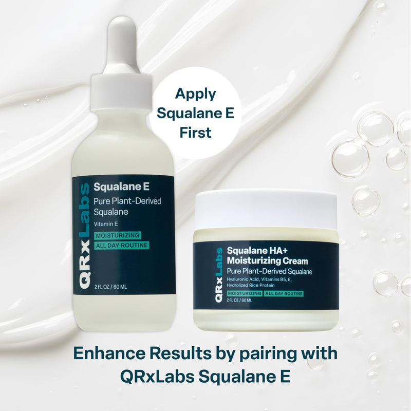 QRxLabs Squalane + Hyaluronic Acid Cream - Daily Face Moisturizer, 2oz | Fast-absorbing, non-greasy daily moisturizer for instant, lasting hydration and skin barrier support. Non-comedogenic.