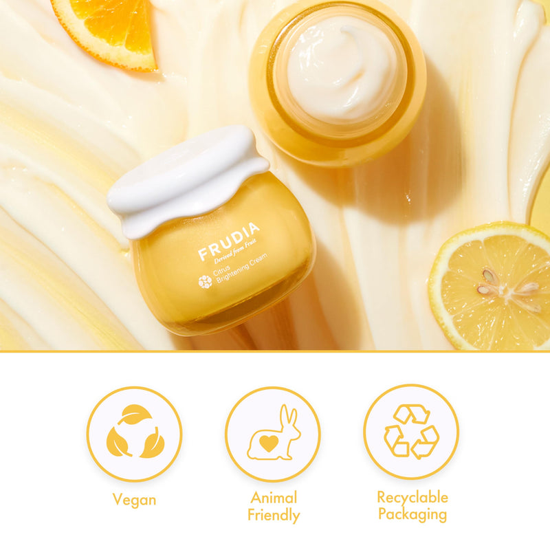 FRUDIA Citrus Brightening Cream (1.94 oz) - Brightening and Vitamin-Rich Korean Face Moisturizer w/61% Citrus Peel Extract, Niacinamide & Vitamin C | Vegan & Cruelty Free 1.94 Fl Oz (Pack of 1)