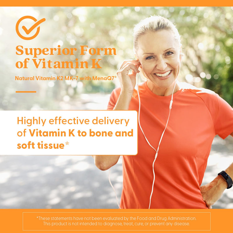 Doctor's Best Natural Vitamin K2 MK7 Supplement for Men & Women - Bone Health Support, 45 mcg Vitamin K-2 MK-7 Capsules with MenaQ7, Calcium Support, Non GMO, Vegan - 60 Veg Caps 60 Count (Pack of 1)