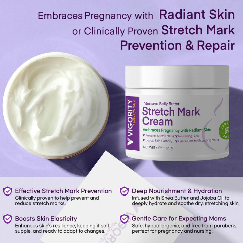 [Australia] - Stretch Mark Cream for Pregnant Women: Stretch Mark Treatment for Pregnancy - Belly Butter For Pregnant Women - Massage Lotion To Prevent And Repair Maternity Stretch Marks Scar - 4 Oz 