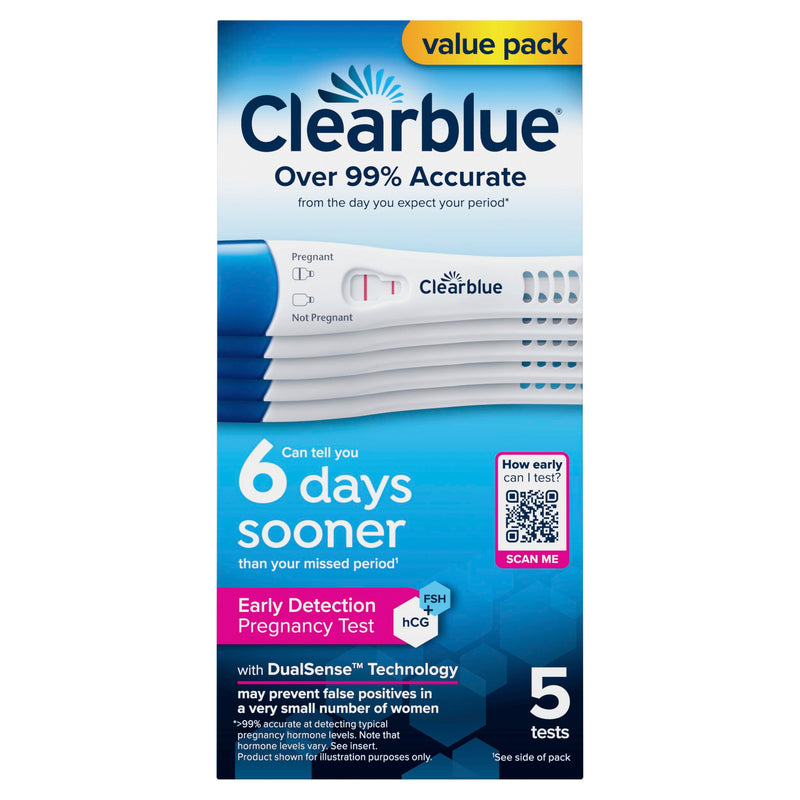 Clearblue Early Detection Pregnancy Test, 5 Ct Early 5 5 Count (Pack of 1)