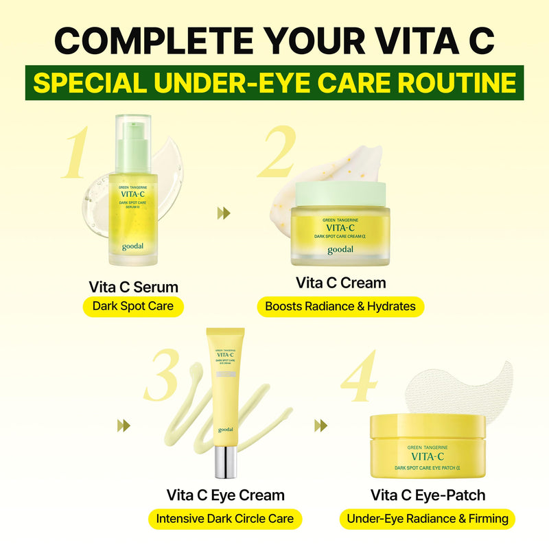 GOODAL Green Tangerine Vitamin C Dark Circle Eye Cream | Intensive Dark Circle Relief and Elasticity Treatment, Gentle, Non-irritating, Anti-Aging and Anti-Wrinkle Care 30ml