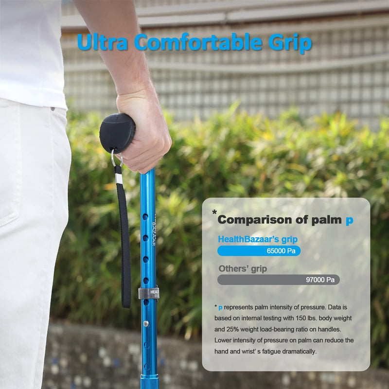[Australia] - All Terrain Walking Cane for Men & Women, Lightweight, Foldable, Adjustable, Shock Absorption, Collapsible, Air Cushion Cane Tip Walking Stick for Seniors & Adults Original Black 