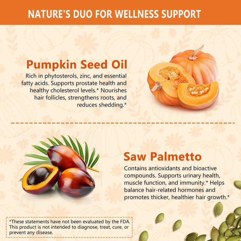 [Australia] - Cold-pressed Pumpkin Seed Oil and Saw Palmetto capsules, 3000 mg per Serving, Rich in Essential Fatty Acids and Phytosterols, Supports Immune, Hair, Bladder, and Prostate Health, Non-GMO, 300 Softgels 300 Count (Pack of 1) 