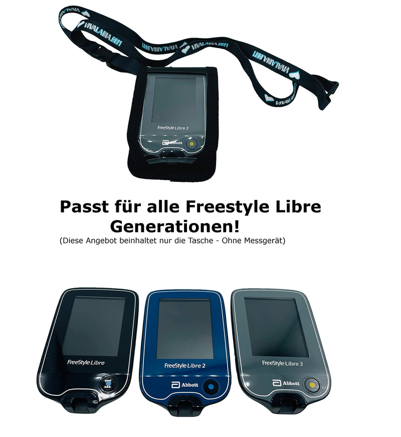 [Australia] - SEWAS Diabetic Care shoulder bag suitable for Freestyle Libre measuring device 3, shoulder bag with belt clip and viewing window, operation in the bag including neck strap 