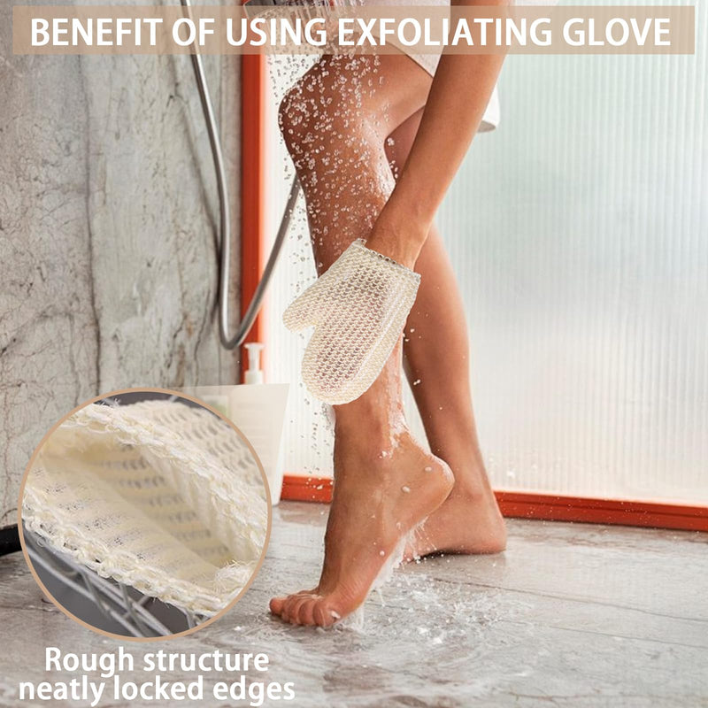 [Australia] - KHDULQ Pack of 2 sisal massage gloves, peeling gloves, exfoliating gloves, hammam gloves, washing gloves, body bath accessories, gentle cleaning and massage for the body, natural peeling gloves 