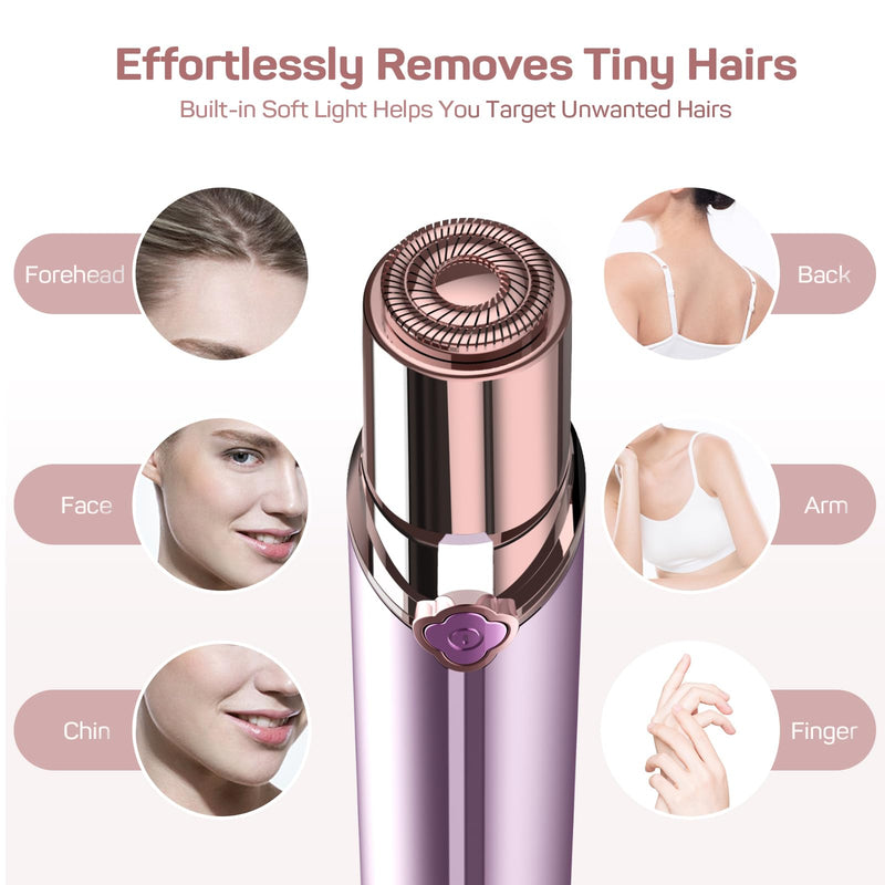 Facial Hair Removal for Women, Painless Electric Facial Hair Remover for Face, Chin，Upper Lip with USB Rechargeable Purple