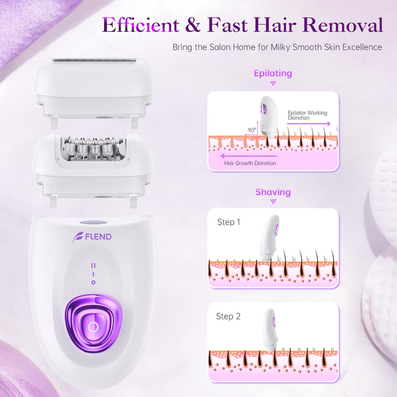 [Australia] - Epilator,Epilators Hair Removal for Women, 2 in 1 Hair Removal Device with LED Light & USB Rechargeable, Electric Shaver for Legs,Underarms,Bikini and Full Body Purple 