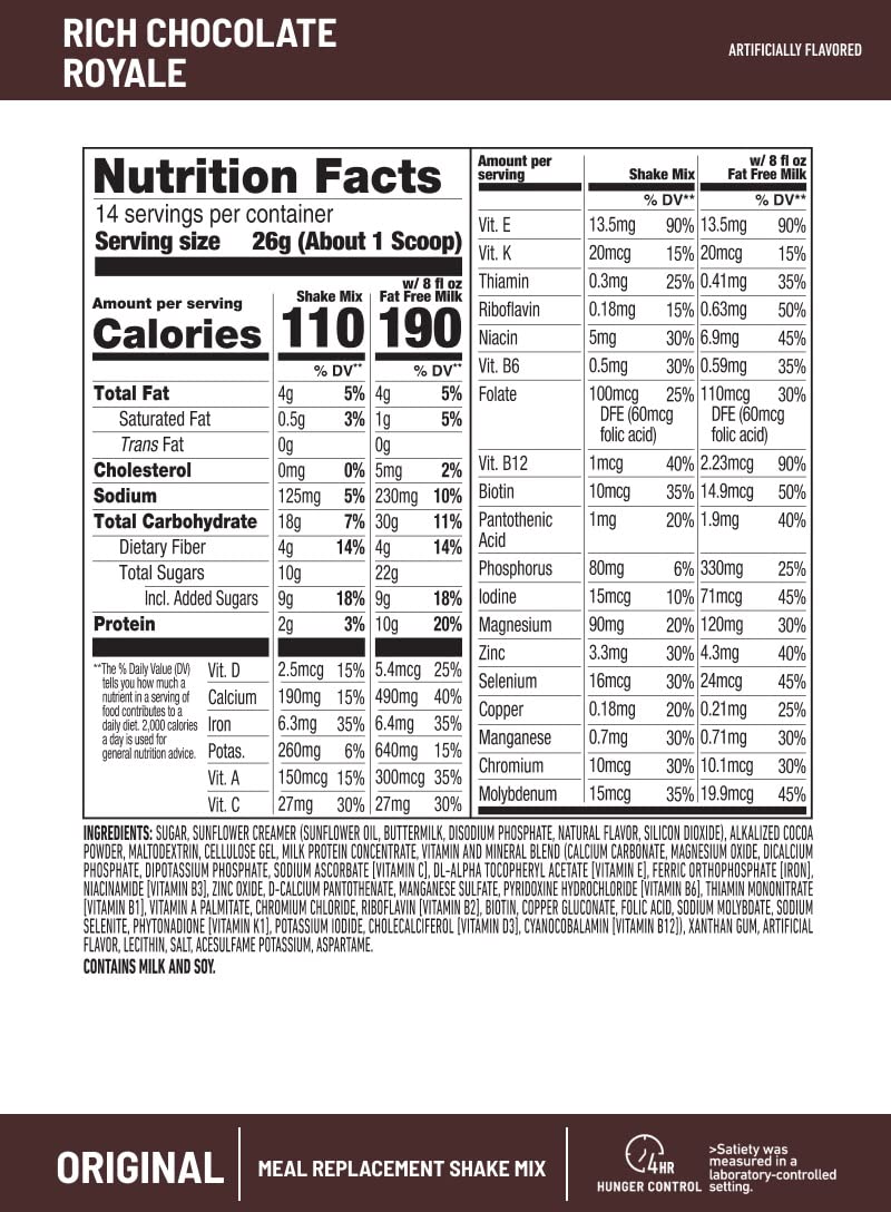 [Australia] - SlimFast Meal Replacement Powder, Original Rich Chocolate Royale, Weight Loss Shake Mix, 10g of Protein, 14 Servings (Packaging May Vary) 12.83 Ounce (Pack of 1) 