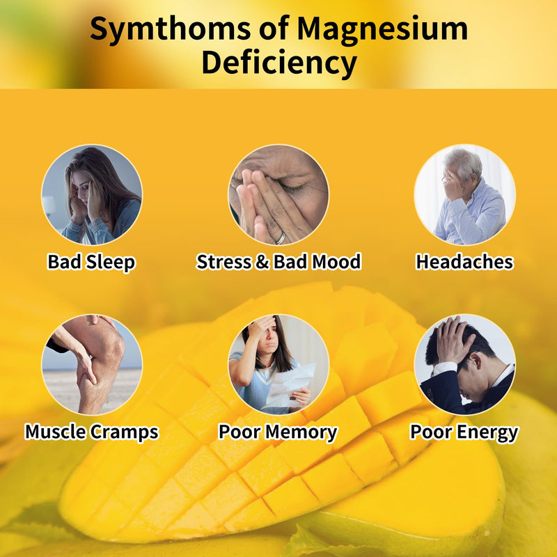 Magnesium Glycinate Gummies 1000mg - Sugar Free Magnesium Potassium Supplement with Vitamin D, B6, CoQ10 for Calm Mood & Sleep Support - 180 Mango Pineapple 90 Count (Pack of 2)