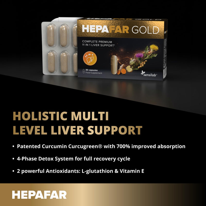 Hepafar Gold Premium with Glutathione, Turmeric, Silybin Complex, Choline, Artichoke, and Ginger - Liver Supplement, 30 Capsules, by Sensilab Hepafar Gold 1x