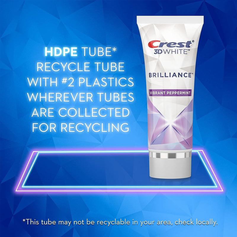 [Australia] - Crest 3D White Brilliance Teeth Whitening Toothpaste, Vibrant Peppermint, 3.5 Ounce (Pack of 3) 3.5 Ounce (Pack of 3) 