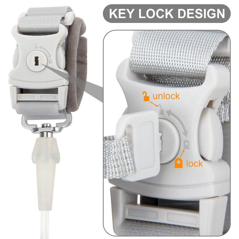 [Australia] - Blisstime Toddler Leash, Kid Leash Anti Lost Wrist Link with Key Lock Upgraded Baby Leash with Safety Wristband Rope for Babies Toddlers Child Kids (6.56ft/2m, Light Gray) 6.56 Foot (Pack of 1) 