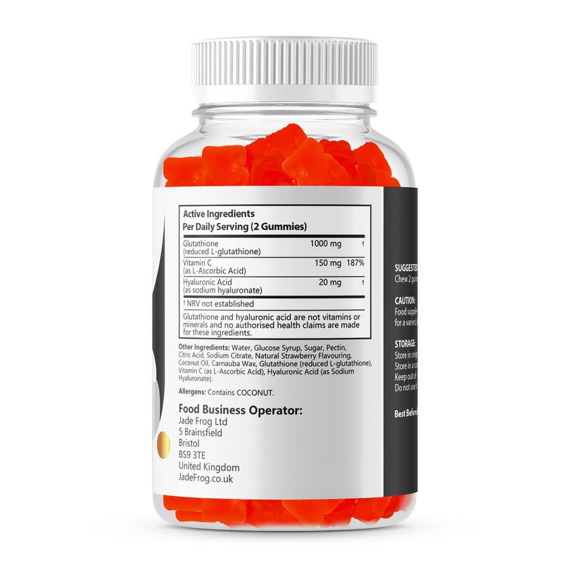 L Glutathione Gummies, 1000mg, Strawberry Flavour, 60 Gummies, 30 Day Supply, Non-GMO