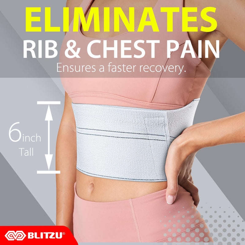 Broken Rib Brace for Women Men, 2 Panel Rib Cage Support Belt for Fractured, Bruised, Cracked, Dislocated Ribs Protection, Pre Post Surgery Recovery, Compression Wrap Binder for Chest, Stomach. Reg. Regular Size