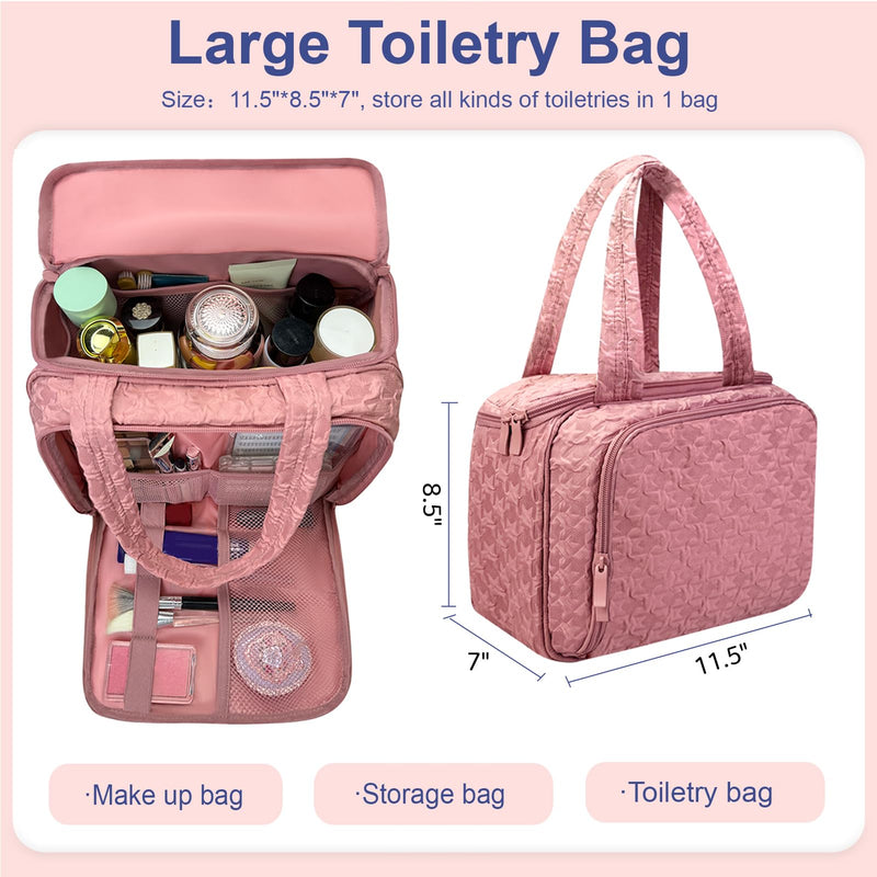 SMONT Tactical Toiletry Bag for Men Kahaki & Toiletry Bag for Traveling Women Pink