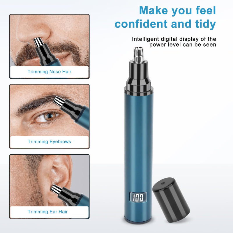[Australia] - OWill 2 in 1 Nose Hair Trimmer Men/Women, Type-C Rechargeable Digital Power Display Full Aluminum Body Nose Trimmer, Washable Nose Hair Trimmer 