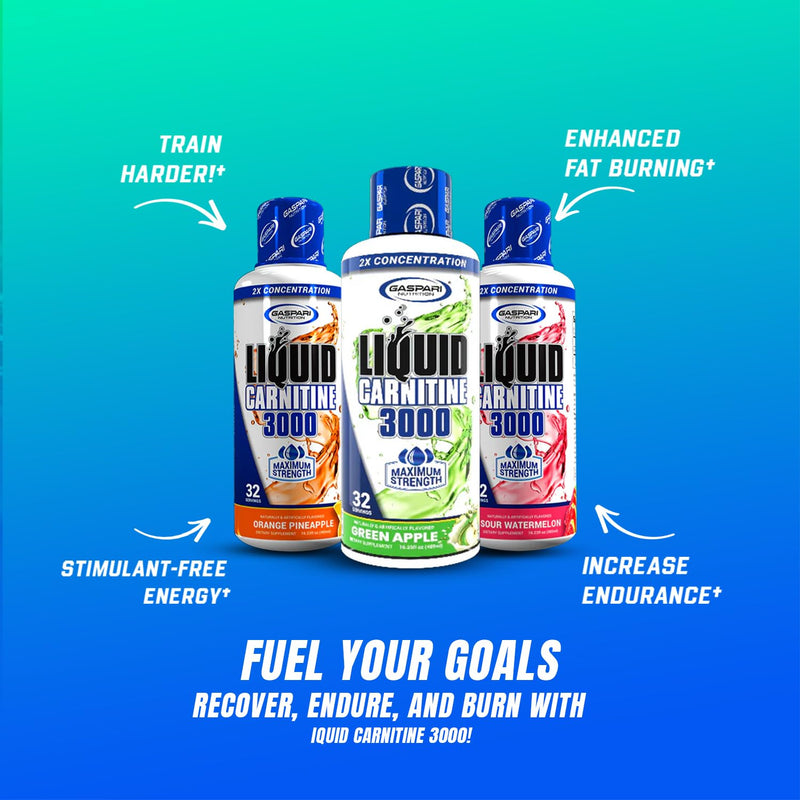 [Australia] - Gaspari Nutrition Liquid L-Carnitine 3000, Stimulant Free, Increased Metabolism, Enhanced Energy, Non GMO, Gluten Free, BPA Free (32 Servings, Orange Pineapple) 