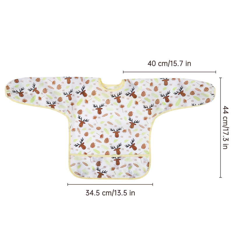 [Australia] - Accmor 4 Pack Long Sleeve Baby Bibs, Waterproof Sleeved Bib, Toddler Soft Bib for 6-36 Months Blue Dinosaur/Orange Pig/Yellow Elk/Green Cactus Medium : 6-24 Months 