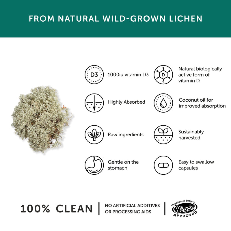 Vitamin D3 – Together Health – 1000iu Vitamin D3 – from Wild-Grown Lichen – Vegan Friendly – Made in The UK – Pack of 3-90 Vegecaps 90 Count (Pack of 3)