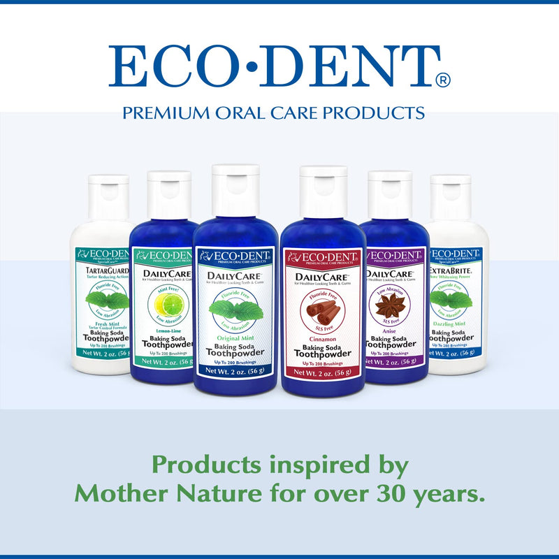 [Australia] - Eco-Dent ExtraBrite Baking Soda Toothpowder, Mint - Fluoride-Free Toothpaste Powder, SLS-Free Tooth Powder with Oxidizing Calcium Peroxide, Whitening Toothpaste Alternative, 2 Oz Ea (Pack of 2) 