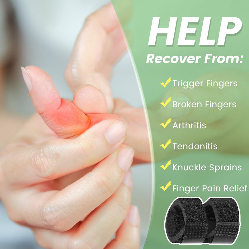 [Australia] - 5Pcs Thumb Splints, Small Finger Brace for Trigger Finger - Broken - Arthritis - Straightening for Index - Middle - Ring - Pinky Black 