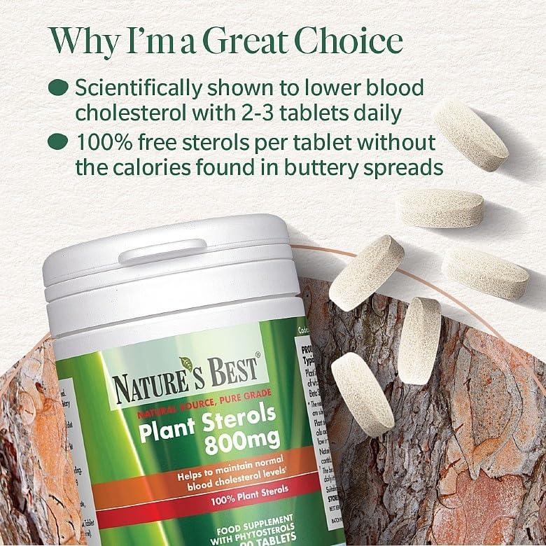 Nature’s Best Plant Sterols 800mg - Vegan Cholesterol Support Supplement - Maintains Normal Blood Cholesterol - 90 Tablets (Up to 3 Month Supply)