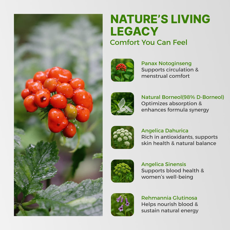 [Australia] - Women‚Äôs Cycle Ease ‚Äì PMS and Menstrual Support Inspired by Chinese Herbal Wisdom for Hormonal Balance & Monthly Cycle Comfort ‚Äì with Dong Quai & Notoginseng ‚Äì Made in USA ‚Äì 60 Vegan Capsules 