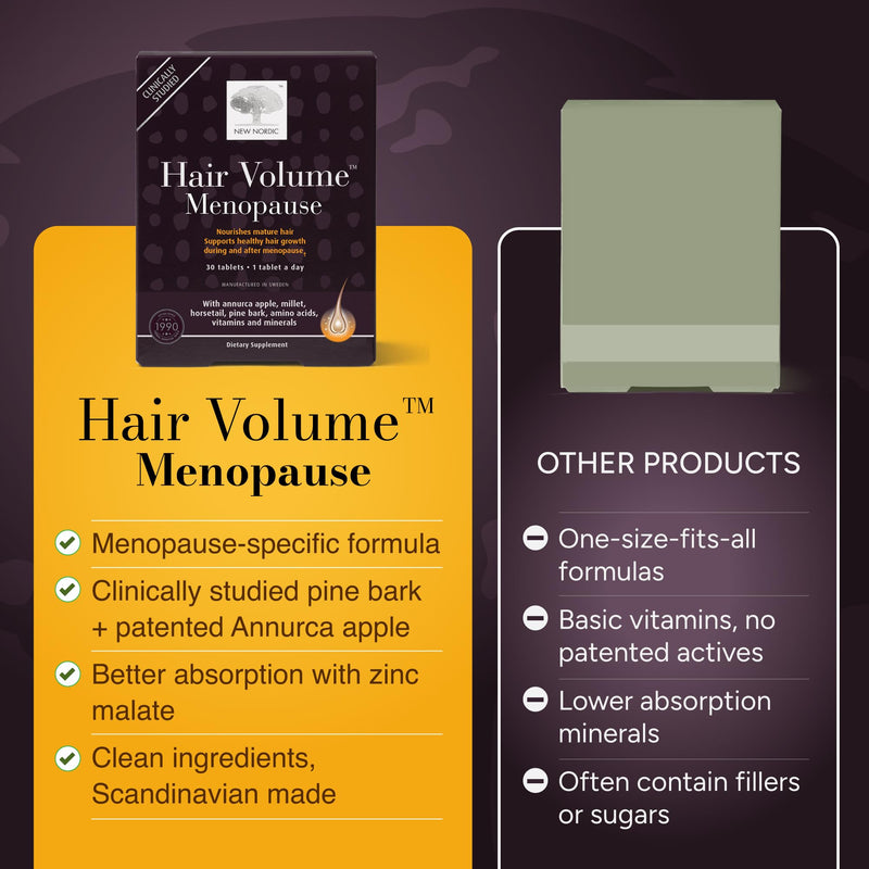 NEW NORDIC | Women's Hair Tablets | Apple Extract & Pine Bark | 30 Count | Daily botanical hair supplement formulated with apple extract and pine bark to integrate easily into your daily routine