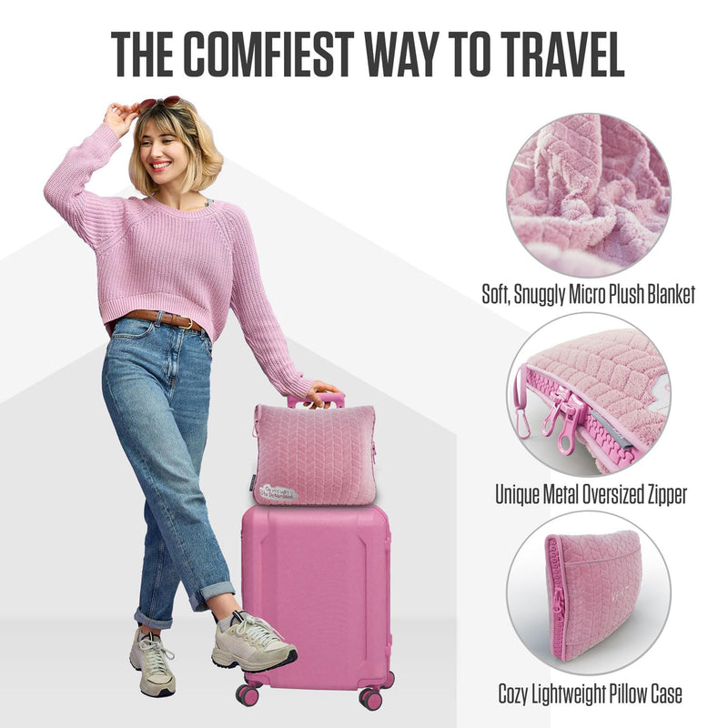 VENTURE 4TH Travel Essentials Bundle: RFID Blocking Neck Wallet & 2-in-1 Travel Blanket Pillow