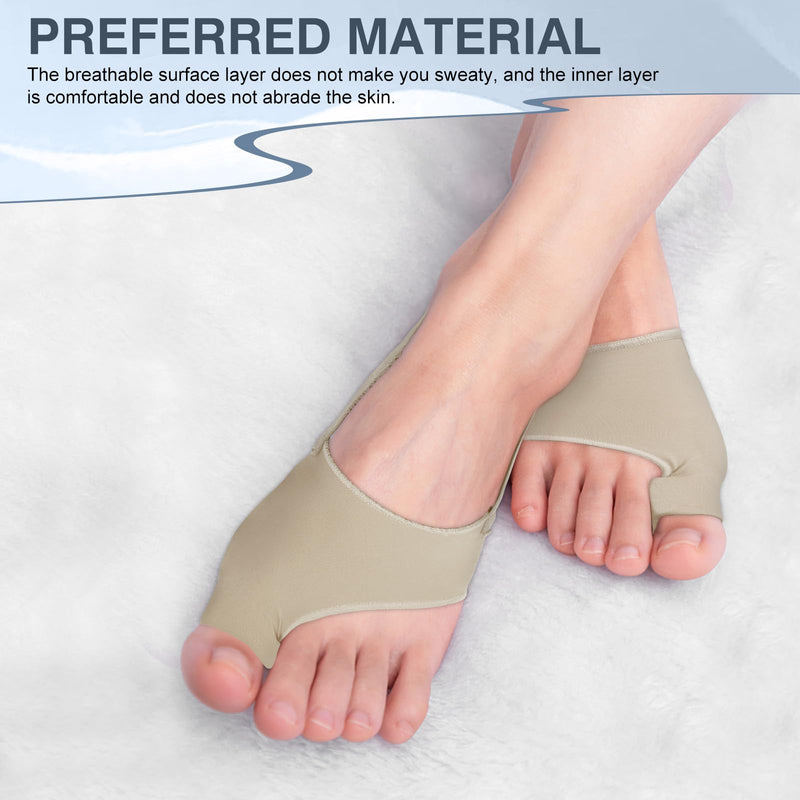[Australia] - 2PCS Bunion Corrector for Women & Men, Big Toe Straightener with Splint & Pads, Comfortable & Breathable for Day/Night Support, Hallux Valgus Pain Relief Non-Slip Socks Beige 1 