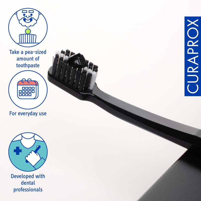 Curaprox Black is White Toothpaste – for Teeth Whitening & Fresh Breath | Charcoal Formula with Fluoride | 90 ml |Single Pack
