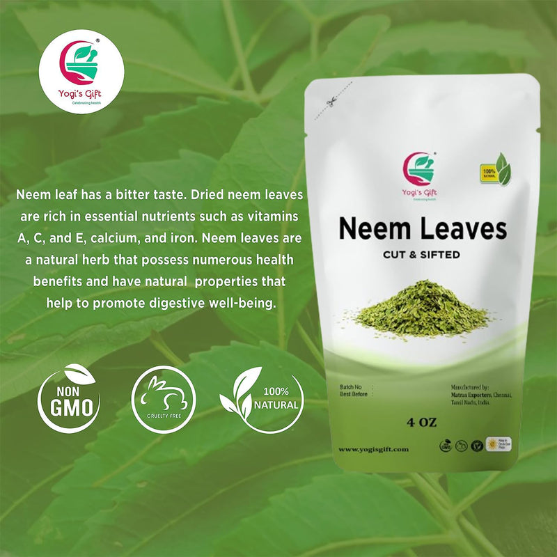 [Australia] - Neem Leaf 4 oz | 100% Natural Detox Neem Tea | Neem Leaves Cut and Sifted | Azadirachta Indica Leaf | Margosa Leaves | Non-GMO, Ethically Sourced | Nim Leaves | by Yogi's Gift® Neem Leaves 4 oz 