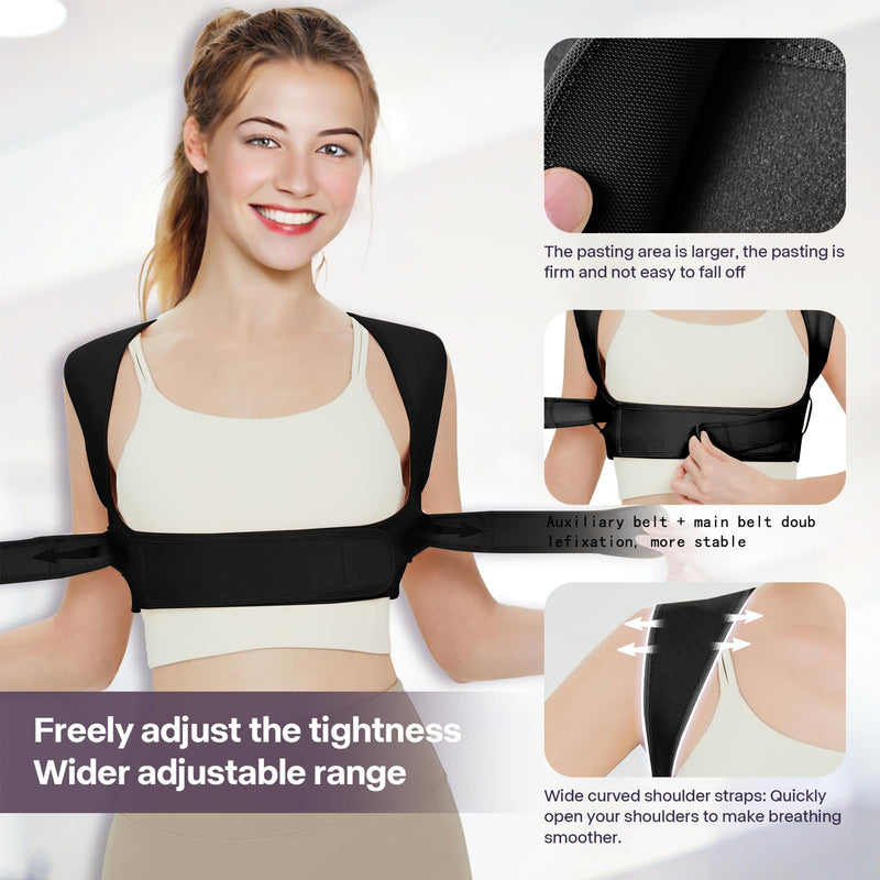 Back Brace Posture Corrector for Women and Men, Adjustable Upper Back Support Straightener for Hunchback Improve and Pain Relief from Neck and Shoulder (Black, L/XL) Black