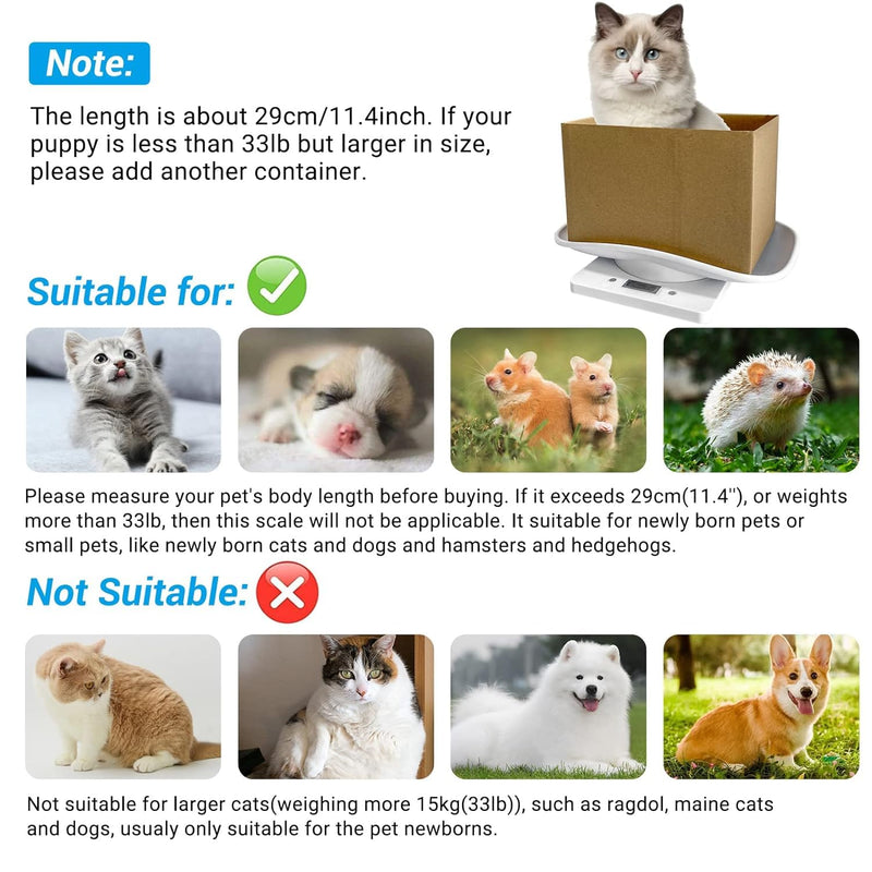 [Australia] - Digital Small Animals Scales for Weighing with Tape Measure, Puppy Whelping Scale Weigh Your Kitten, Rabbit with High Precision, Multifunction Electronic Baby Scales for Small Dogs Pet Scale&Tape 