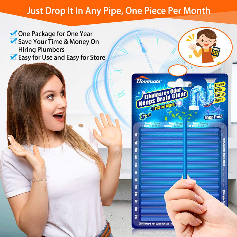 [Australia] - Drain Sticks Drain Cleaner Sticks Drain Stix DrainStix Drain Cleaner and Sticks Non-Fragile for Preventing Clogs Odor Sink Pipe Cleaning Sticks for Drains As Seen On TV Unscented 