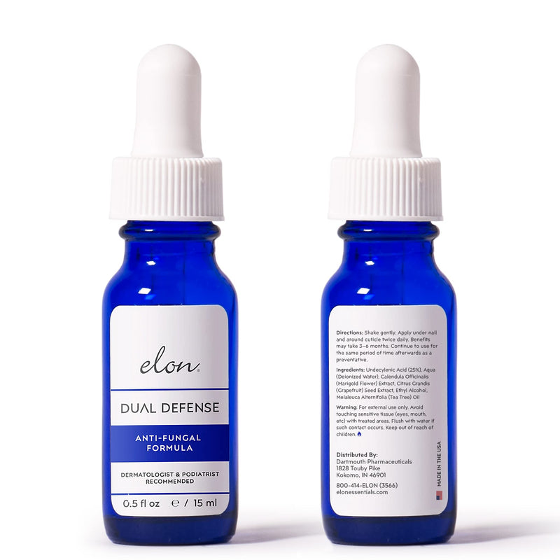 Elon Dual Defense Anti-Fungal Formula | 25% Undecylenic Acid | Treat & Eliminate Nail Fungus | Dermatologist & Podiatrist Recommended 0.51 Fl Oz (Pack of 1)