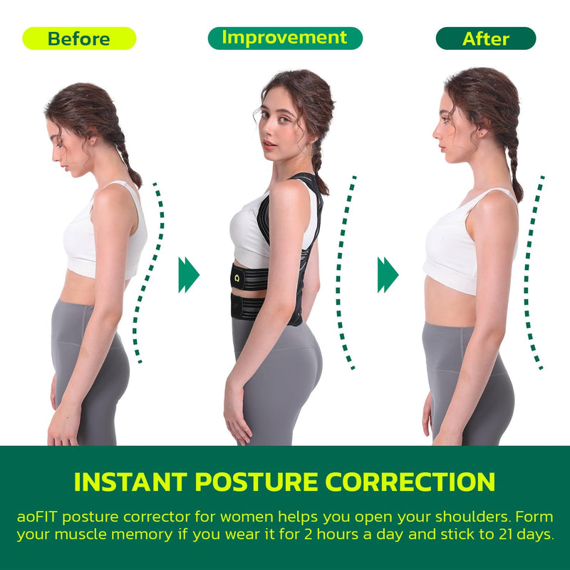 [Australia] - Back Brace Posture Corrector for Women and Men, Adjustable Full Back Support, Muscle Memory Support Straightener, Providing Pain Relief from Neck, Shoulder and Back L Large Obsidian 