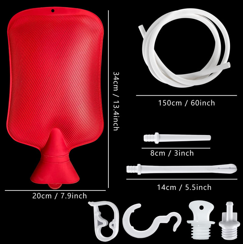 [Australia] - 2 Quart Home Enema Bag Kit with Hose Enema Tips and Controllable Water Flow Clamp- Enema Bag for Colon Cleansing Enemas（Red） Red 
