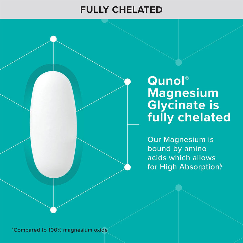[Australia] - Qunol Magnesium Glycinate 300mg, 100% Glycinate Chelated Magnesium Supplement, 90ct Tablets 90 Count (Pack of 1) 