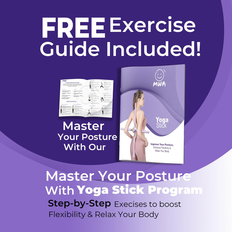 [Australia] - Yoga Stick Posture Corrector – Adjustable Back Straightener for Women, Men & Kids – Relieve Back & Neck Pain – Includes Carry Bag & Exercise Guide – Posture Stick for Daily Training PURPLE 