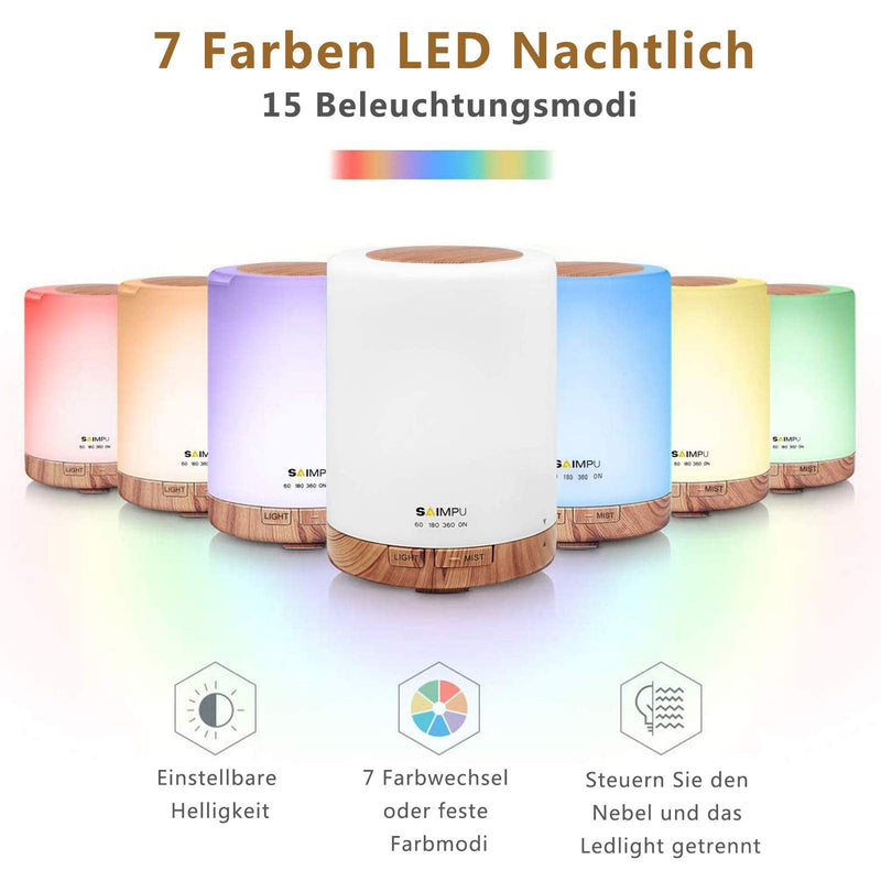 [Australia] - Aroma Diffuser, 300ML Quiet Ultrasonic Humidifier Fragrance Oil Diffuser, Waterless Automatic Shut-Off, with 7 Colors LED, BPA-Free Aromatherapy Fragrances Humidifier for Room, Office, Yoga, Spa, etc. Brown 